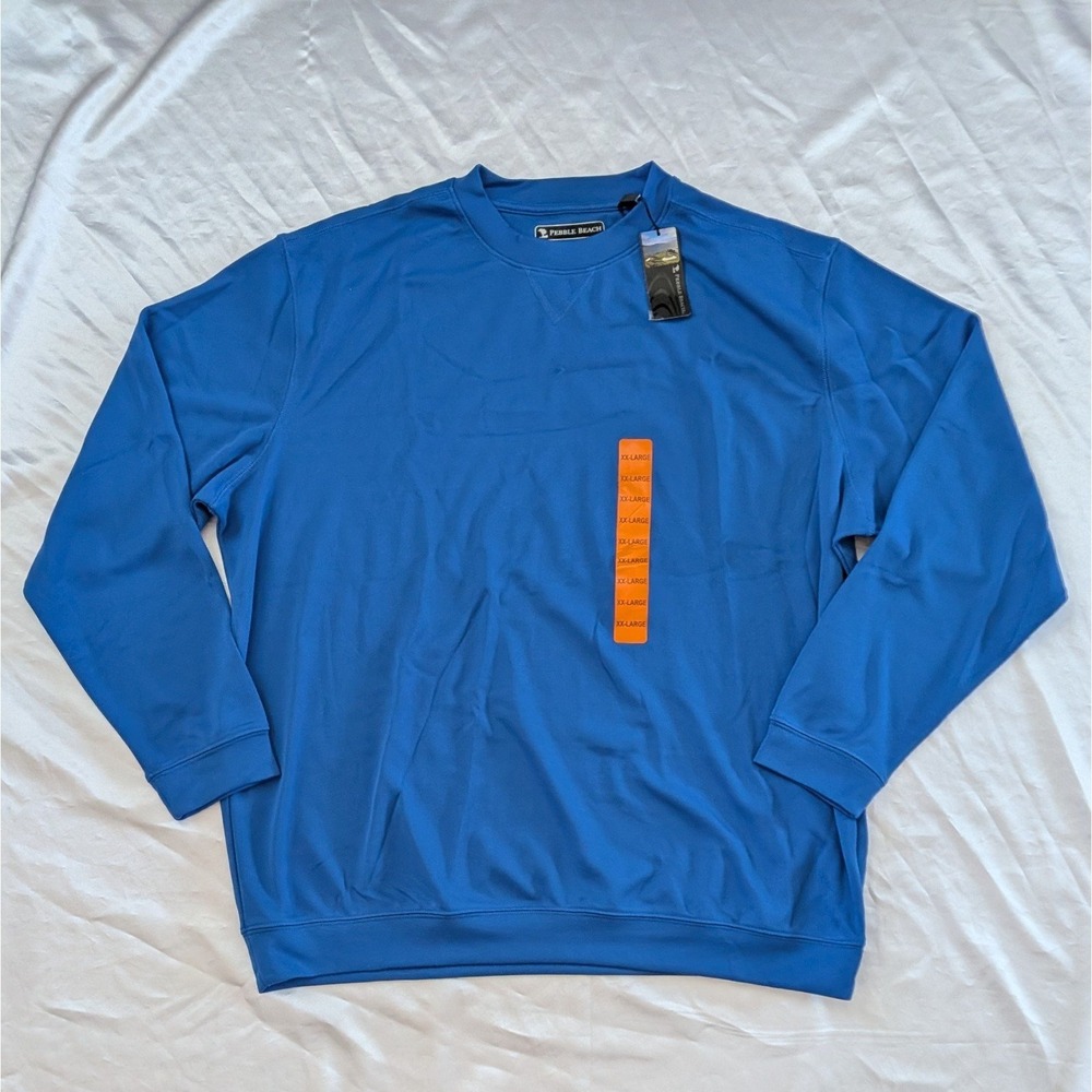 New Pebble Beach Men's Performance Crewneck Sweatshirt Blue Size XXL